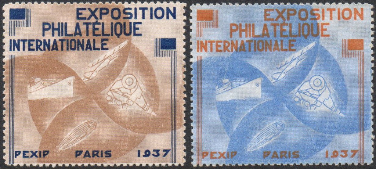 Philatelie France Vignette : Paris 1937 PEXIP (Exposition Philatelique Internationale) Cinderella Stamps